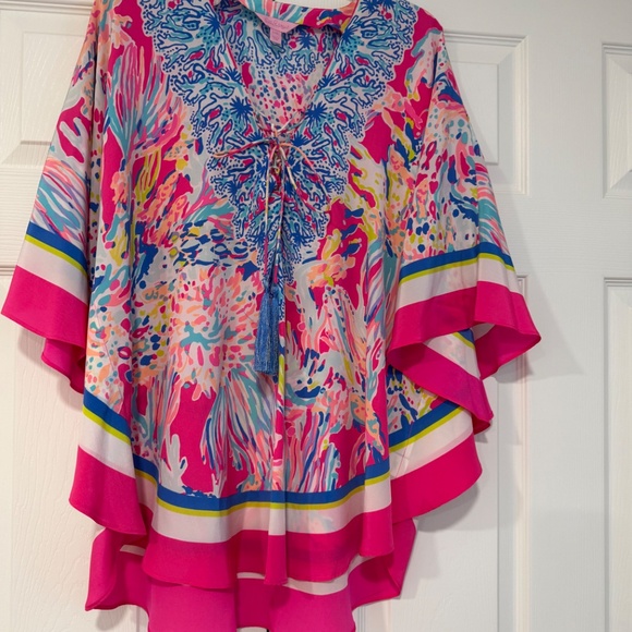 Lilly PULITZER EUC Lettie Silk Caftan top Size L/XL - Picture 9 of 9